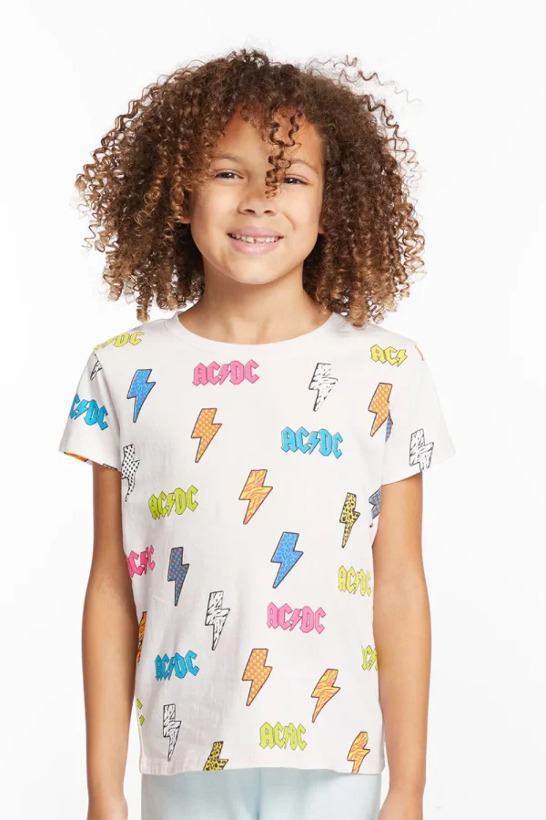 Online AC/DC All Over Logos Girls Tee Women/Kids Girls | Music
