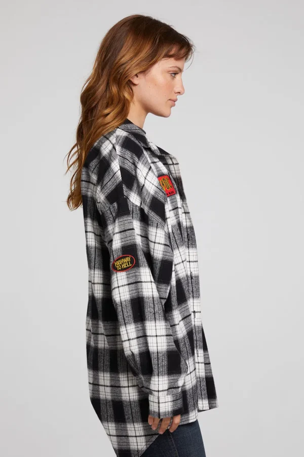 Clearance AC/DC High Voltage Flannel Button Down Women Loungewear | Music