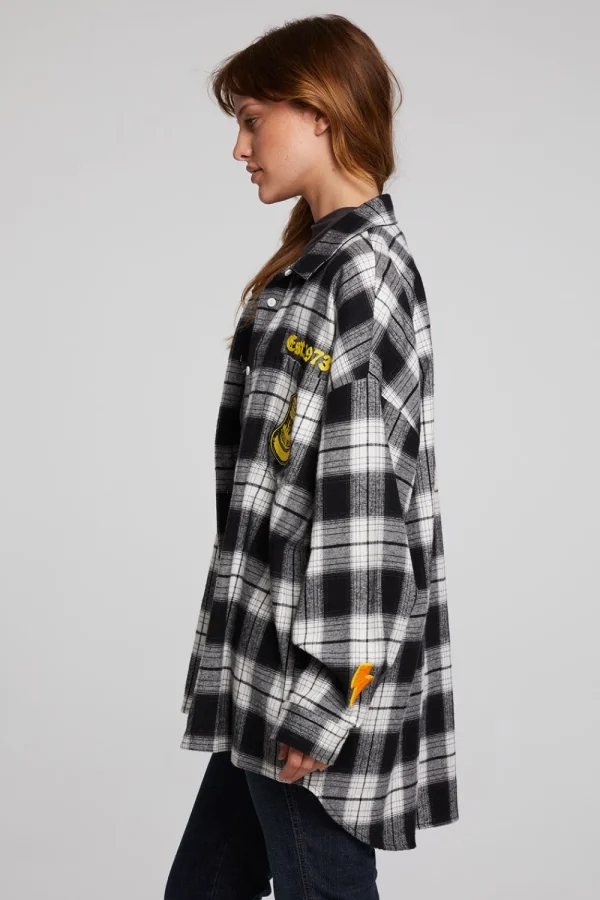Clearance AC/DC High Voltage Flannel Button Down Women Loungewear | Music