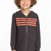 Shop Boys Vintage Black Zip Up Hoodie With Strapping Kids/BOY Boys