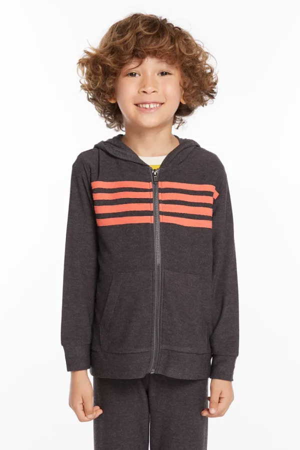Shop Boys Vintage Black Zip Up Hoodie With Strapping Kids/BOY Boys