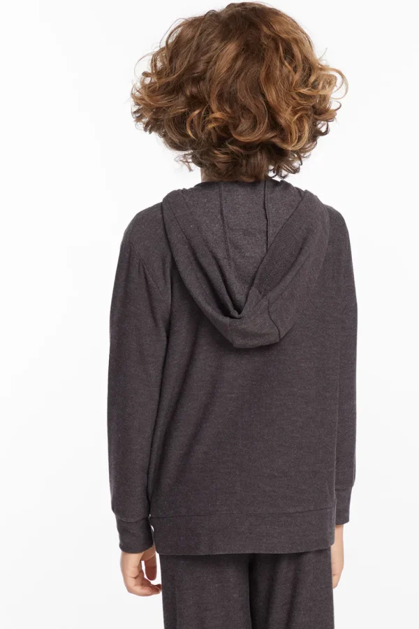 Shop Boys Vintage Black Zip Up Hoodie With Strapping Kids/BOY Boys