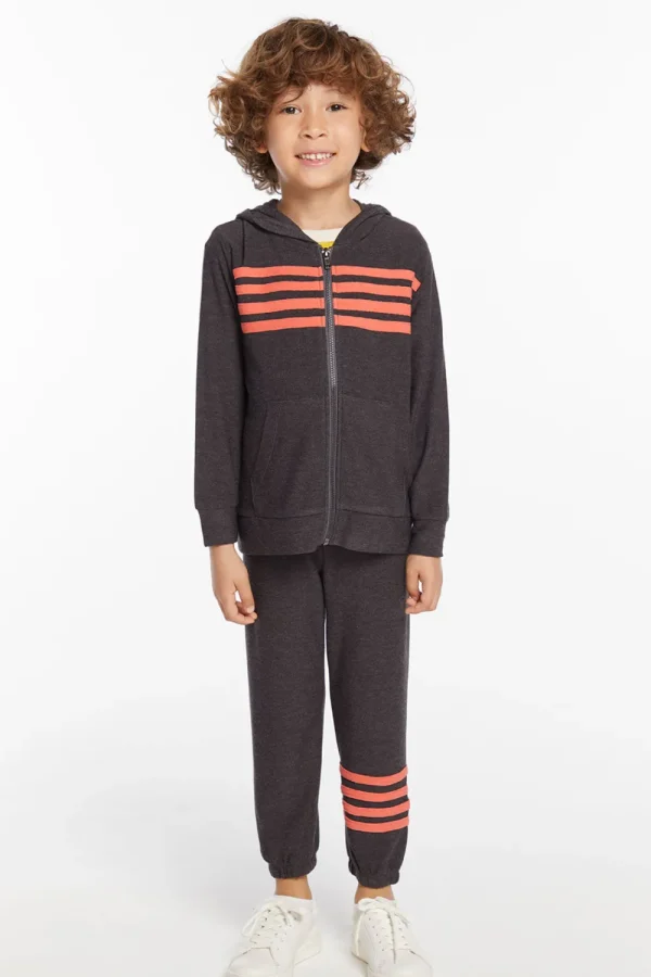 Shop Boys Vintage Black Zip Up Hoodie With Strapping Kids/BOY Boys