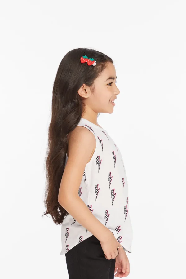 New Checkered Bolts Girls Muscle Shirt Kids Girls