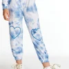 Fashion Denim Tie Dye Heart Cozy Knit Sweatpant Kids Girls