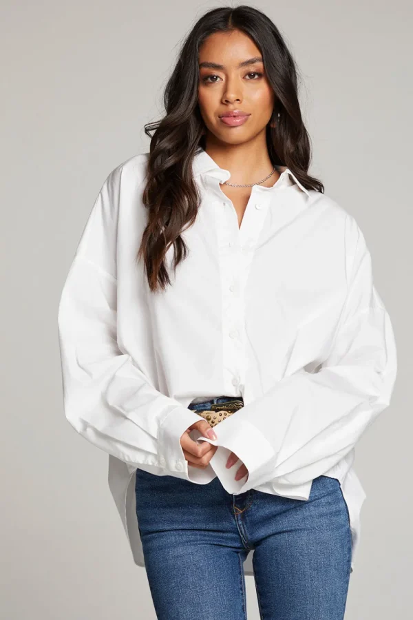 Outlet Ezra White Button Up Women Loungewear | Tops