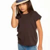 Clearance Girls Recycled Vintage Jersey Cap Sleeve Vent Back Tee Kids Girls