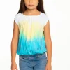 New Girls Recycled Vintage Jersey Shirred Short Sleeve Off Shoulder Kids Girls