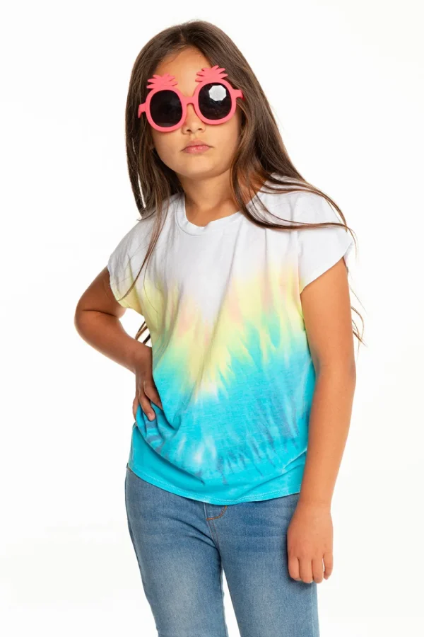 New Girls Recycled Vintage Jersey Cap Sleeve Vent Back Tee Kids Girls