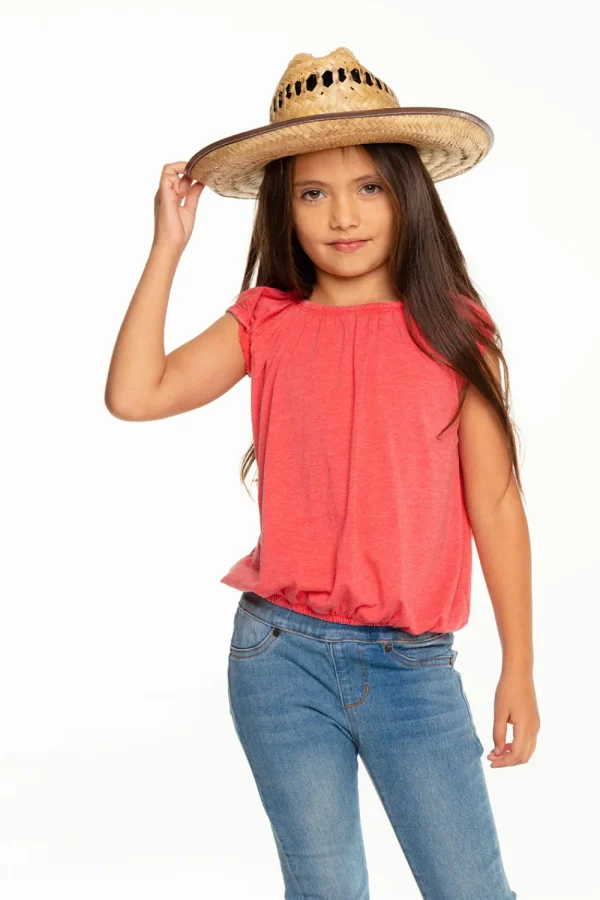 Clearance Girls Recycled Vintage Jersey Shirred Short Sleeve Off Shoulder Kids Girls