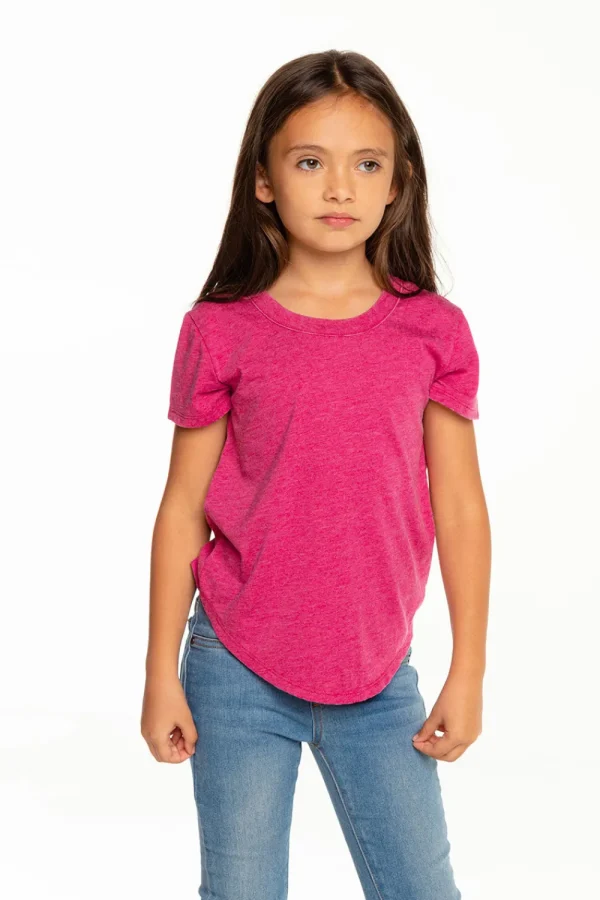 Fashion Girls Recycled Vintage Jersey Short Sleeve Scoop Back Shirt Kids Girls