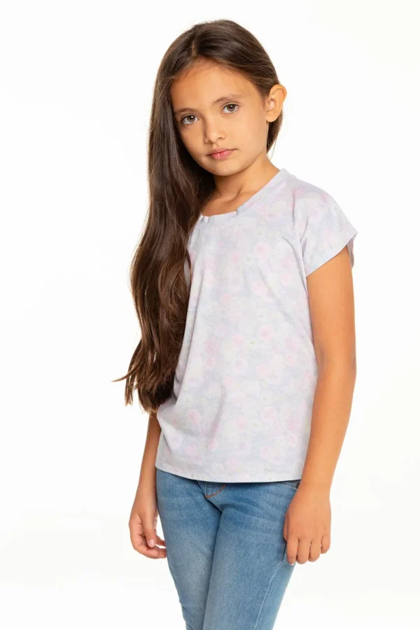 Online Girls Recycled Vintage Jersey Cap Sleeve Vent Back Tee Kids Girls