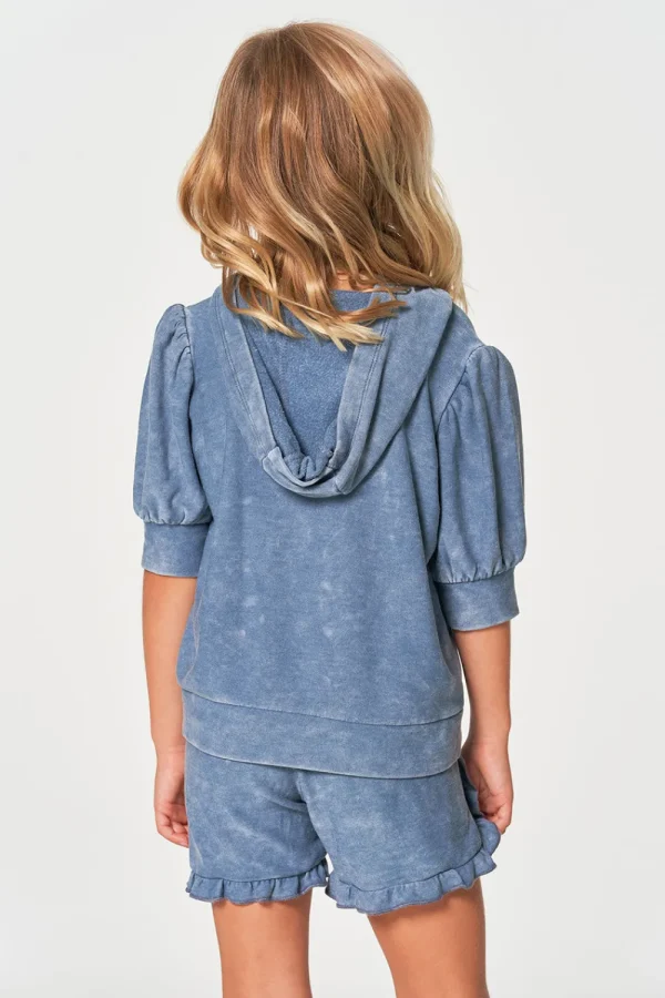 Fashion Girls RPET Cozy Knit 3/4 Puff Sleeve Hoodie Kids Girls