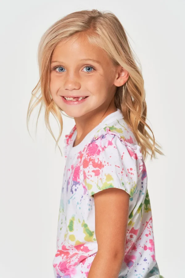 Store Girls RPET Vintage Jersey Ruffle Puff Sleeve Tee Kids Girls