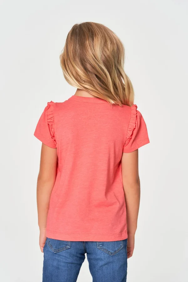Fashion Girls RPET Vintage Jersey Ruffle Puff Sleeve Tee Kids Girls
