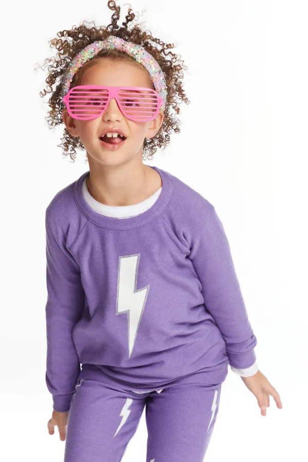 Flash Sale Glitter Bolt Girls Raglan Pullover Kids Girls