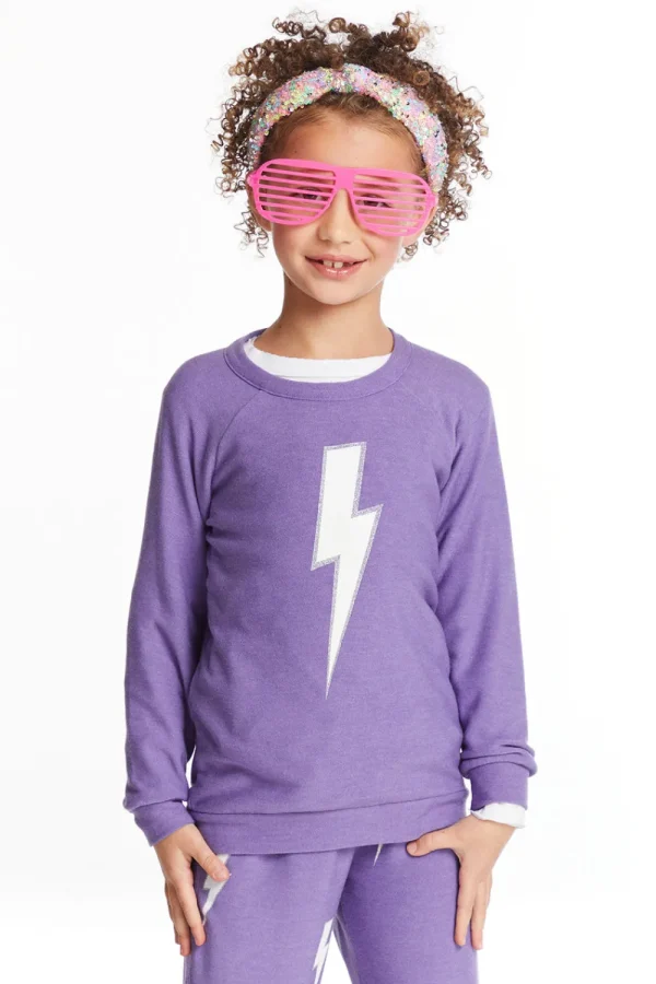 Flash Sale Glitter Bolt Girls Raglan Pullover Kids Girls