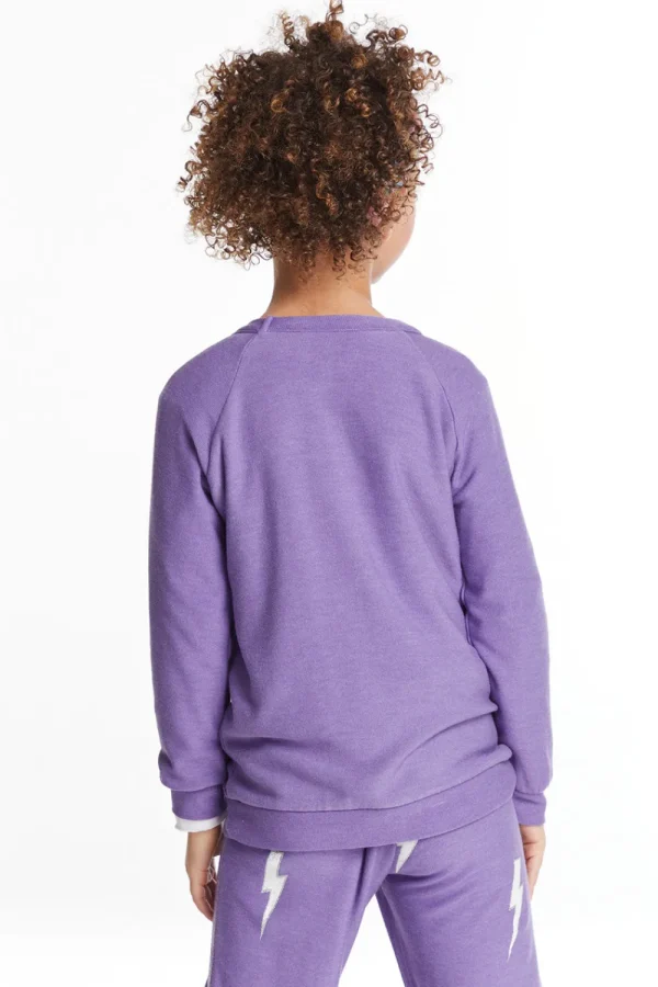Flash Sale Glitter Bolt Girls Raglan Pullover Kids Girls