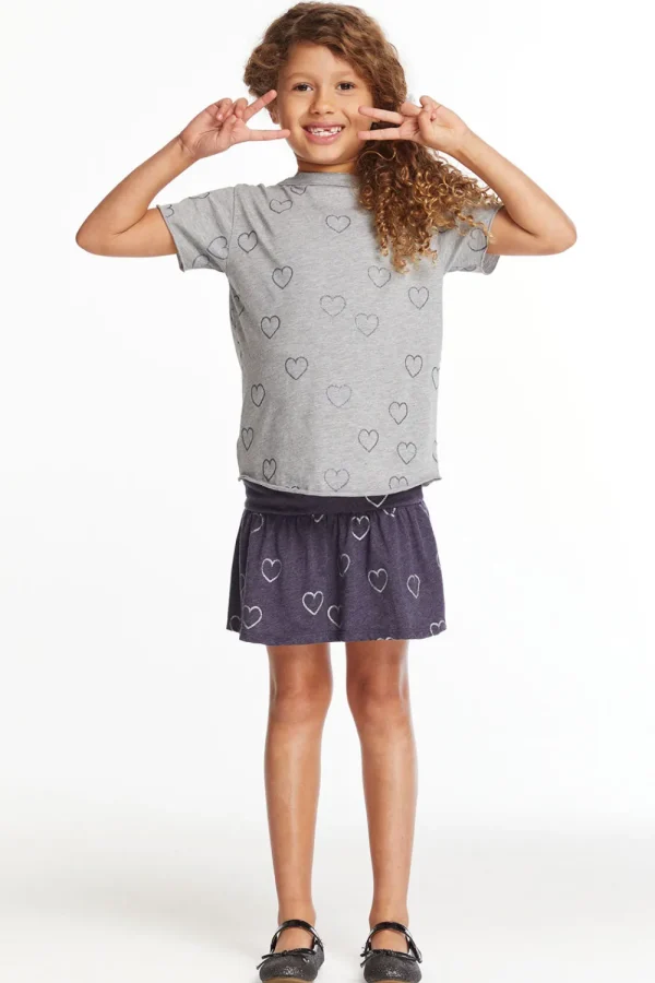 Online Glitter Hearts Girls Crew Neck Tee Kids Girls
