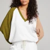 Best Sale Hannah Sand Color Block V Neck Pullover Women Loungewear | Tops