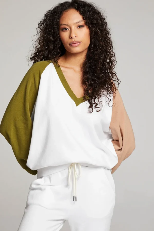 Best Sale Hannah Sand Color Block V Neck Pullover Women Loungewear | Tops