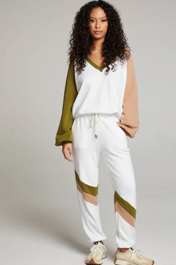 Best Sale Hannah Sand Color Block V Neck Pullover Women Loungewear | Tops