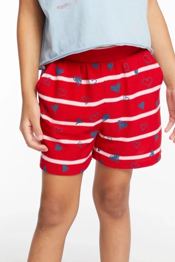 Discount Heart Stripe Girls Shorts Kids Girls