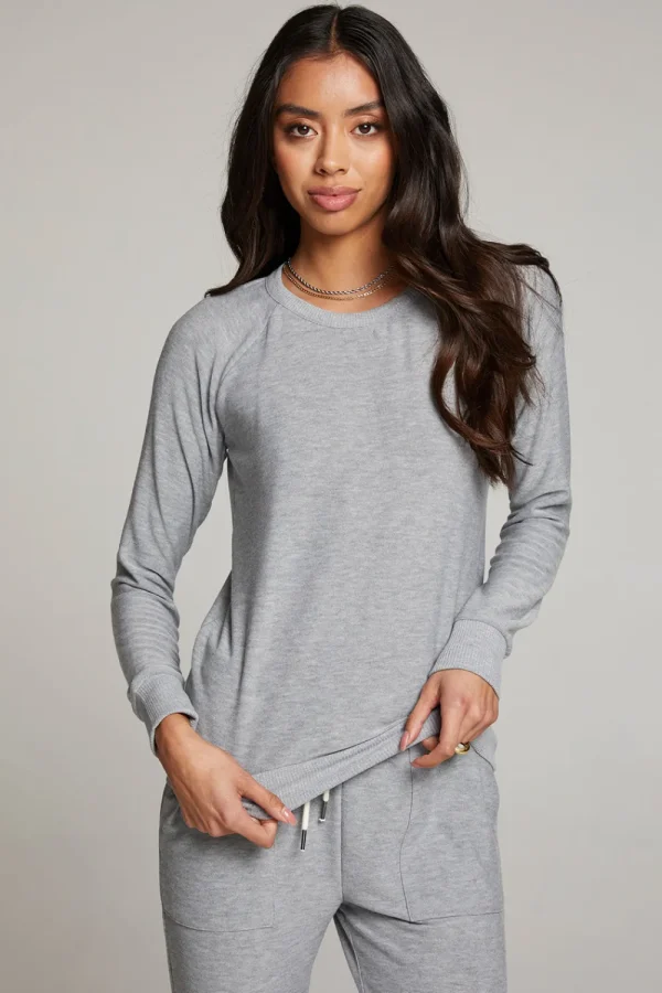 Sale Heather Grey Long Sleeve Raglan Pullover Women Loungewear | Tops