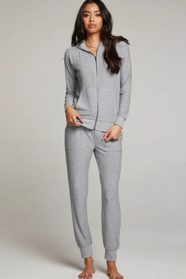 Cheap Heather Grey Long Sleeve Raglan Zip Up Hoodie Women Outerwear | Loungewear