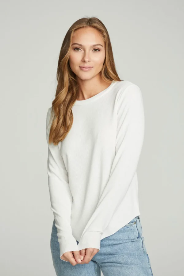 New Long Sleeve Crew Neck Shirttail Tee Women Tops