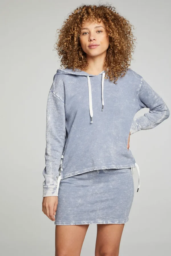 Online Long Sleeve Hoodie With Lace Up Sides Women Outerwear | Tops