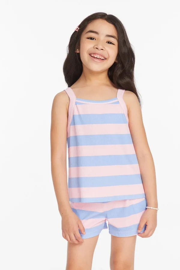 Clearance Mae Bubblegum Stripe Girls Tank Top Kids Girls