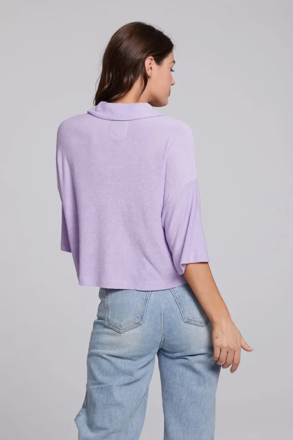 Hot Marine Crop Button Down - Digital Lavender Women Loungewear | Tops