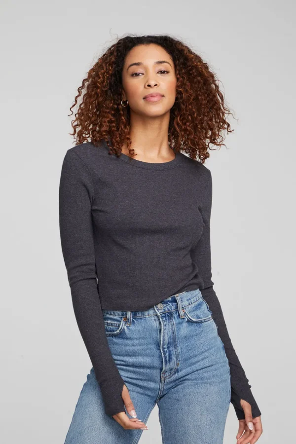 Cheap Moonlight Shadow Black Long Sleeve Women Loungewear | Tops