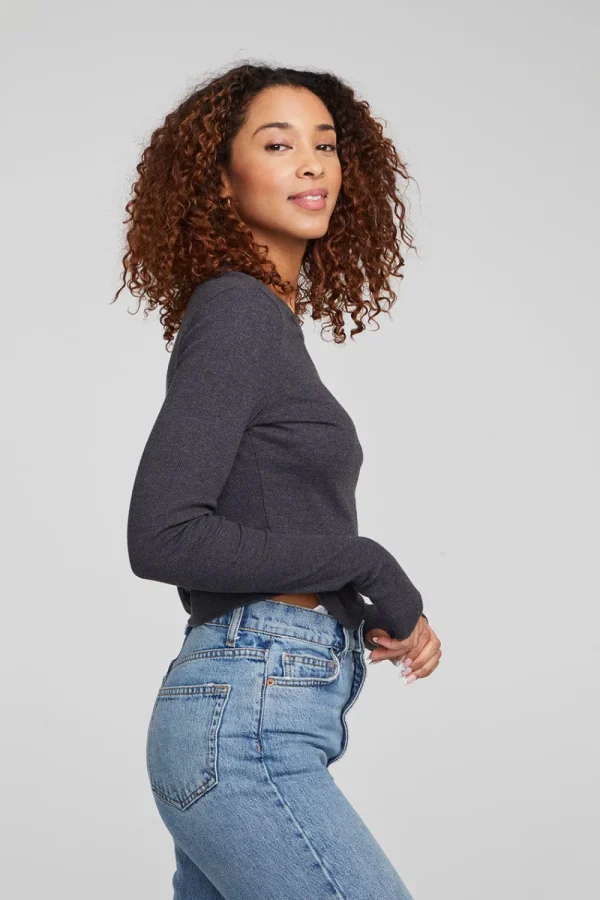 Cheap Moonlight Shadow Black Long Sleeve Women Loungewear | Tops