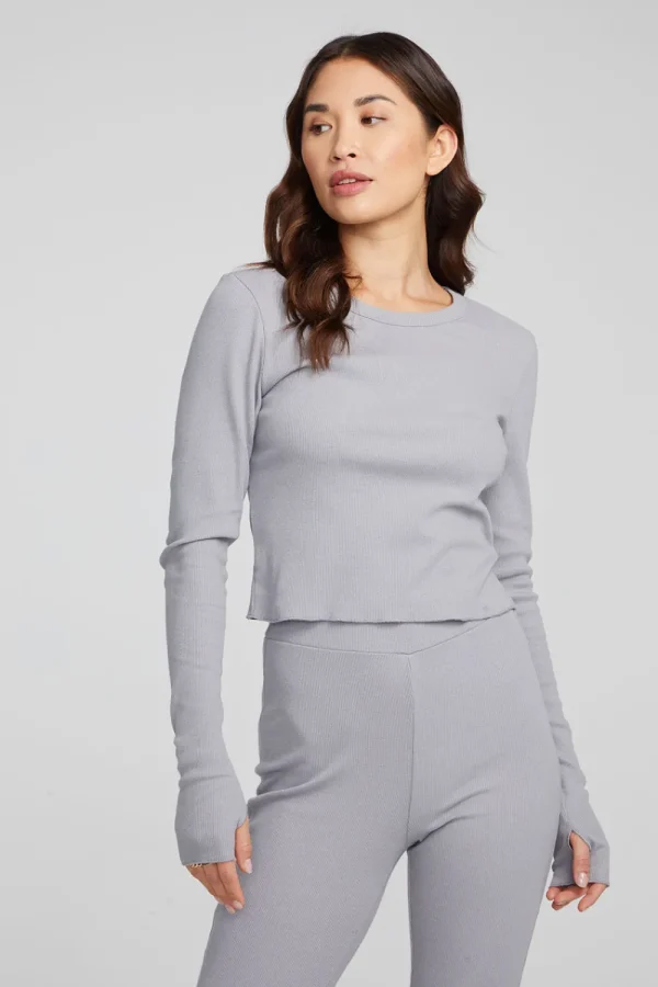 Hot Moonlight Silver Grey Long Sleeve Women Loungewear | Tops