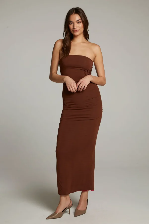 Online Panama Coffee And Raspberry Reversible Midi Dress Women Loungewear | Dresses