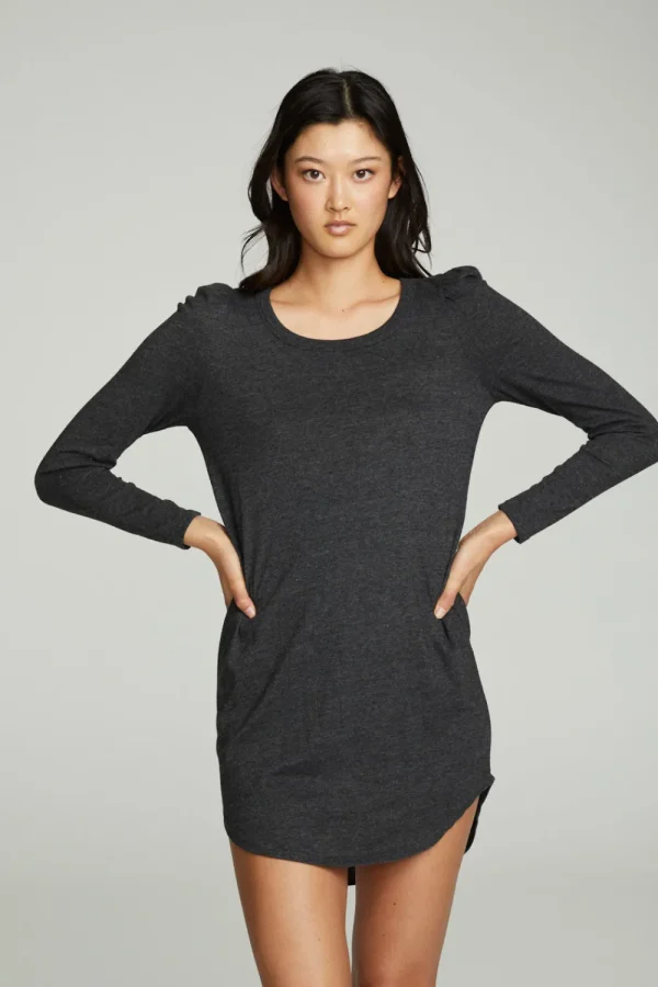 Best Sale Puff Sleeve Shirttail Hi Lo Dress Women Dresses