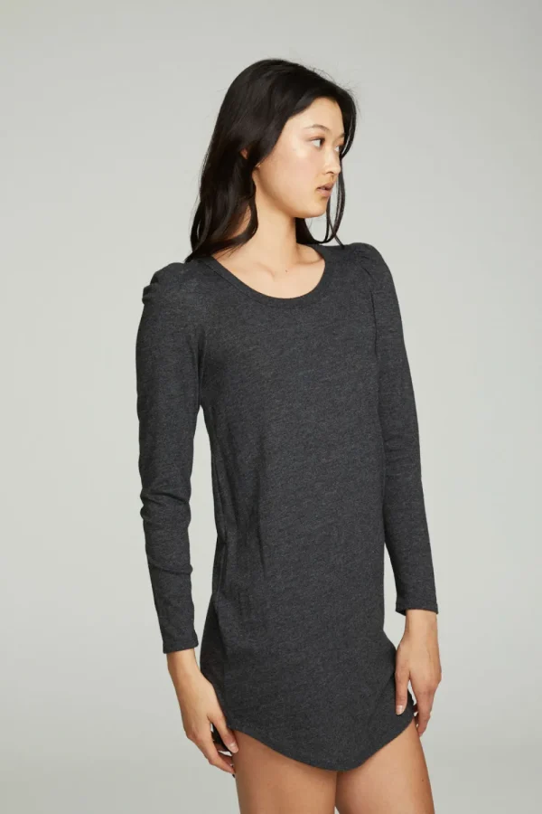 Best Sale Puff Sleeve Shirttail Hi Lo Dress Women Dresses