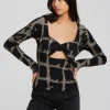 Hot Recycled Vintage Rib Long Sleeve Top With Twist Detail Women Tops