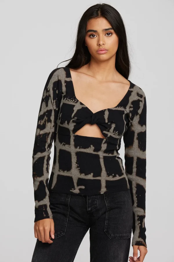 Hot Recycled Vintage Rib Long Sleeve Top With Twist Detail Women Tops