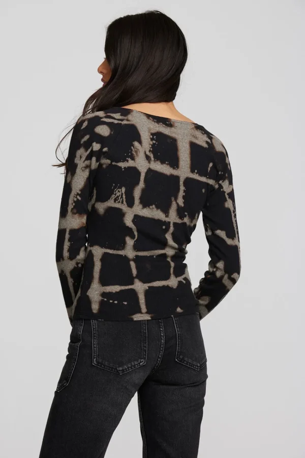 Hot Recycled Vintage Rib Long Sleeve Top With Twist Detail Women Tops