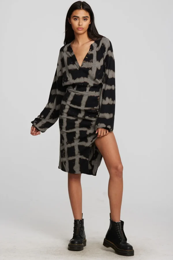 Best Sale Recycled Vintage Rib Midi Dress With Shirring And Side Slit Women Loungewear | Dresses