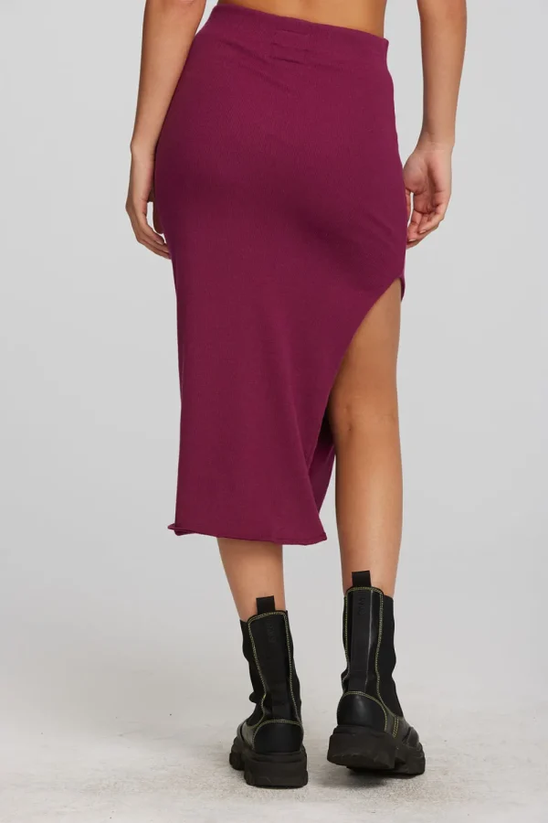 Cheap Recycled Vintage Rib Midi Skirt With Shirring And Side Slit Women Bottoms