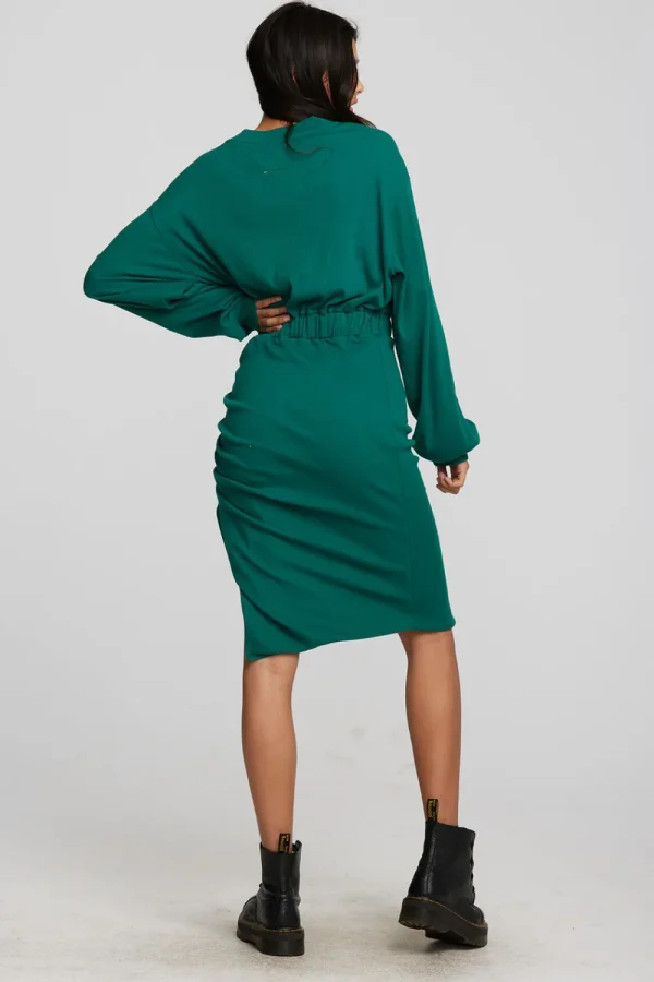 Outlet Recycled Vintage Rib Midi Dress With Shirring And Side Slit Women Loungewear | Dresses