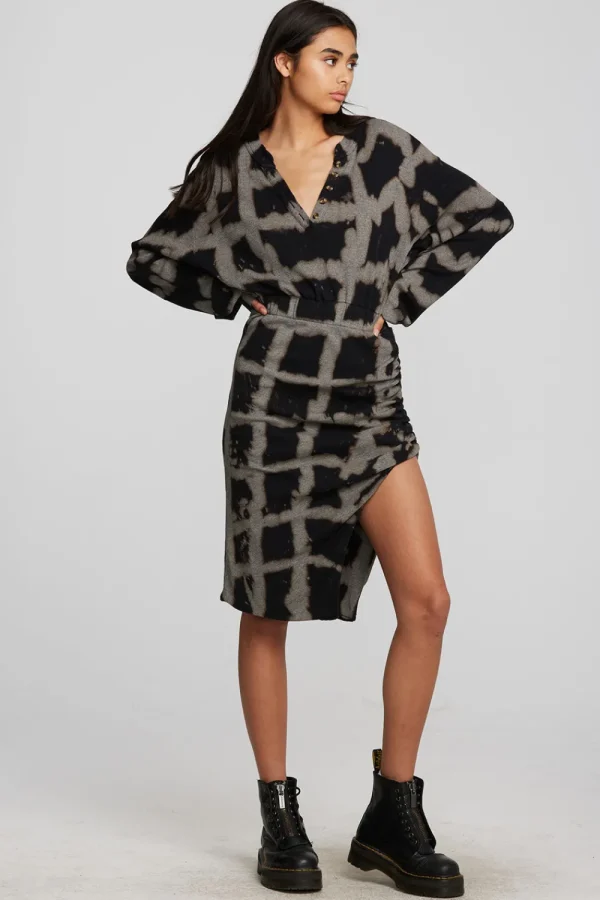 Best Sale Recycled Vintage Rib Midi Dress With Shirring And Side Slit Women Loungewear | Dresses