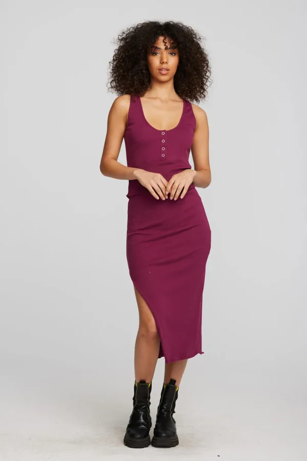 Cheap Recycled Vintage Rib Midi Skirt With Shirring And Side Slit Women Bottoms