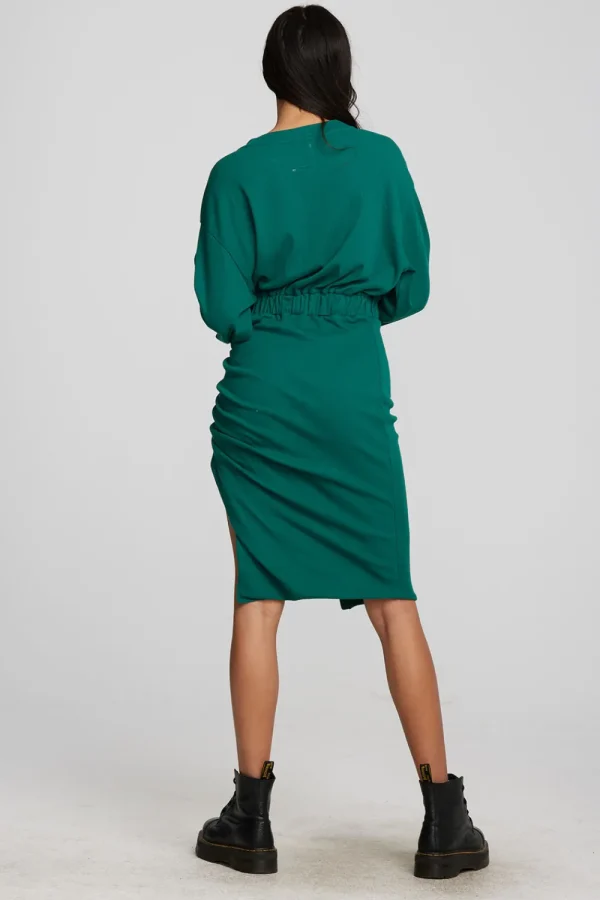 Outlet Recycled Vintage Rib Midi Dress With Shirring And Side Slit Women Loungewear | Dresses