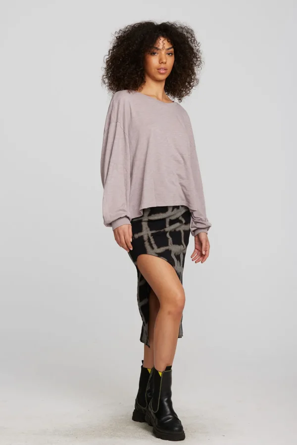 Online Recycled Vintage Rib Midi Skirt With Shirring And Side Slit Women Bottoms