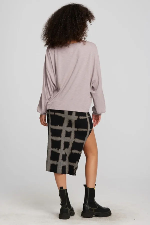 Online Recycled Vintage Rib Midi Skirt With Shirring And Side Slit Women Bottoms